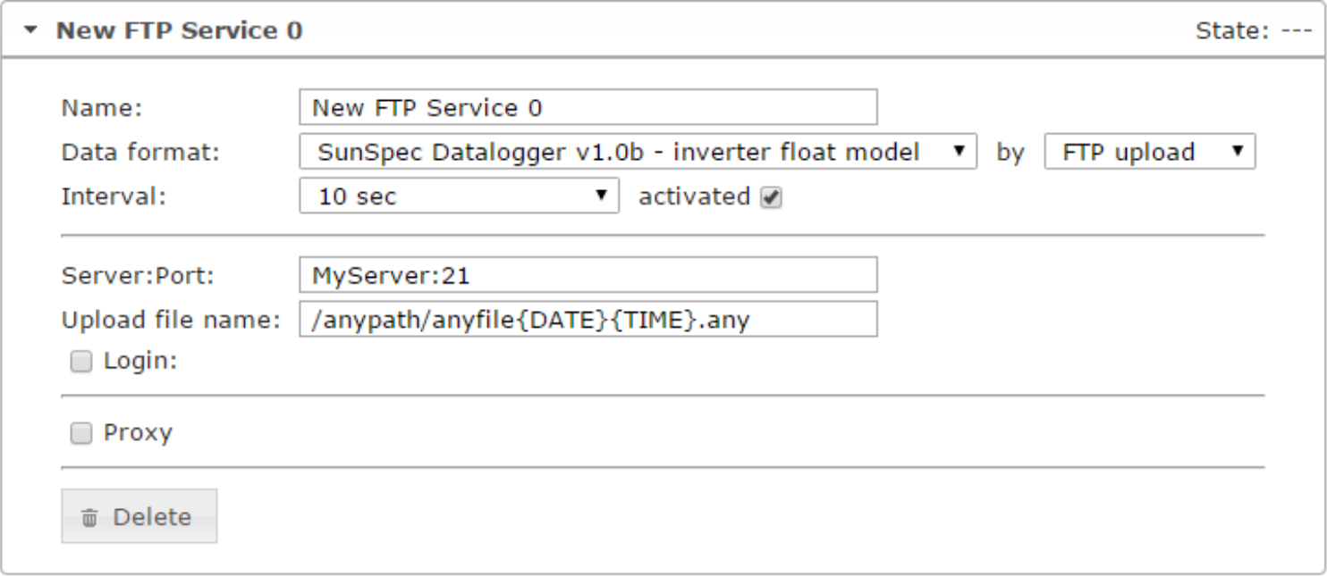 Fronius FTP settings