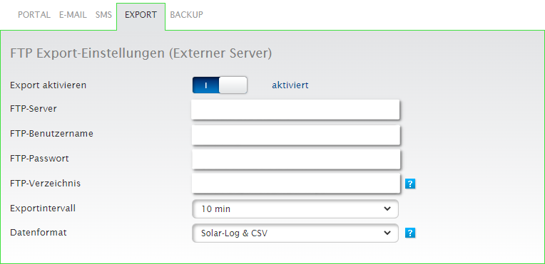 Solar-Log FTP settings