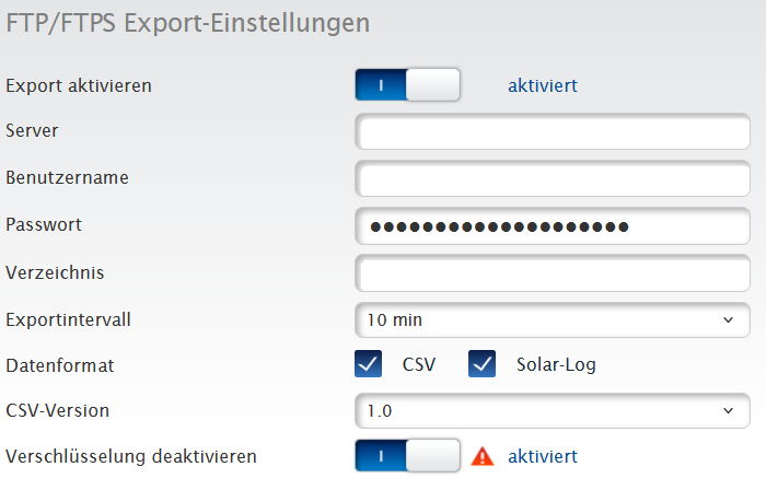 Solar-Log FTP settings