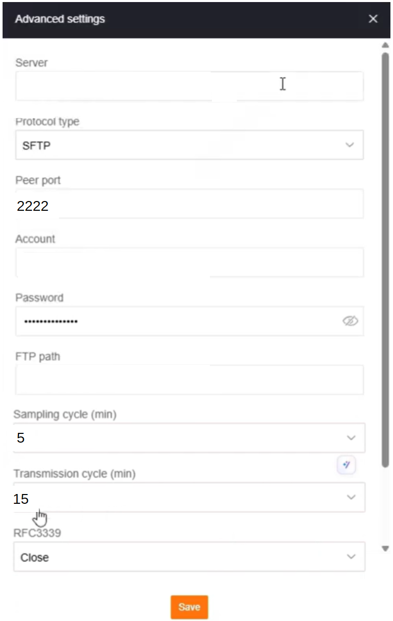Sungrow SFTP advanced settings